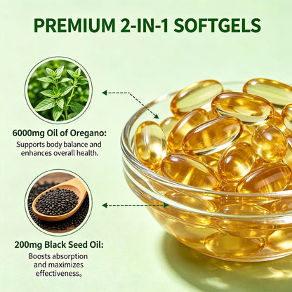 WINYEL Basil Oil Soft Capsules Containing Black Seed Oil 6000 Mg - Basil Oil Capsules Are For Immune And Digestive Support - Gluten-free Soft Capsules - 120 Capsules