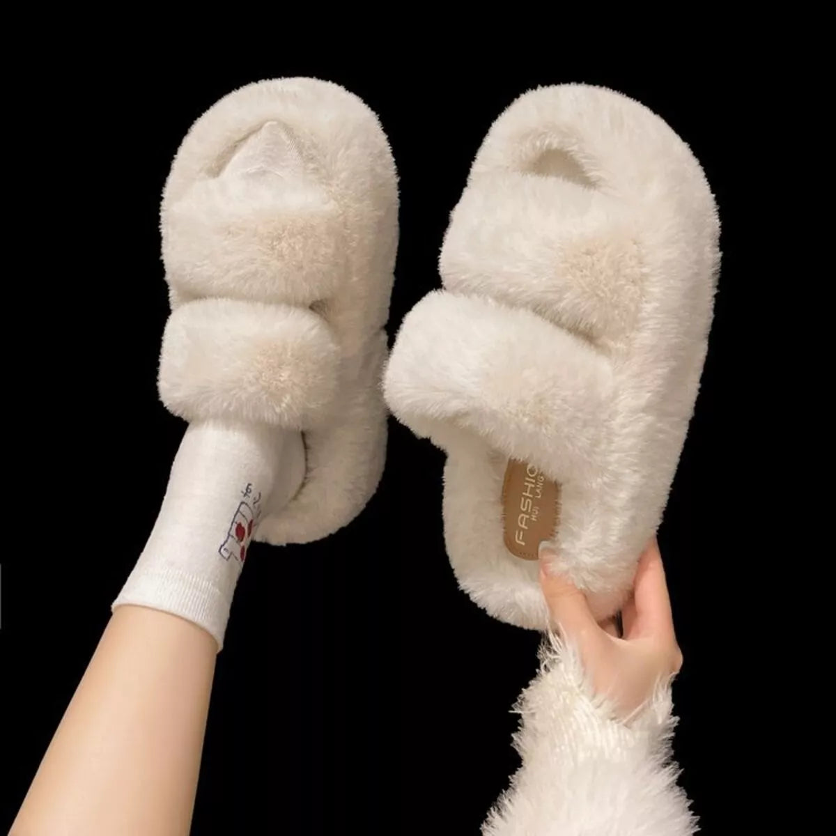 Fuzzy Open Toe Slippers