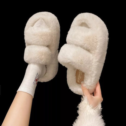 Fuzzy Open Toe Slippers