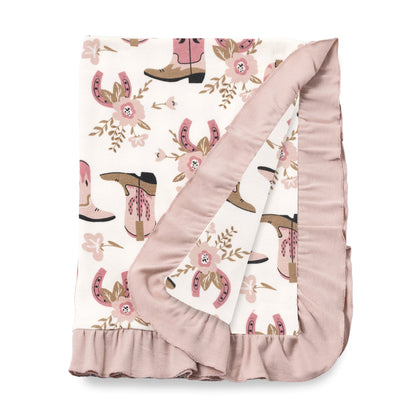 Cowgirl Boots Stroller Blanket