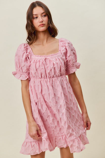 SO ME Texture Woven Ruching On Bust Mini Dress