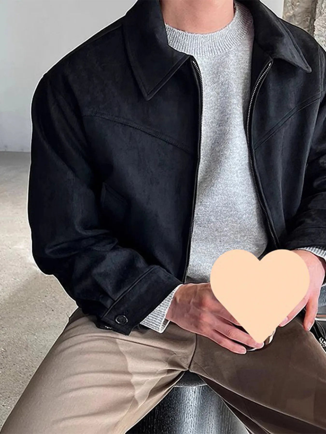 Men's Plus Size Zip Up Long Sleeve Jacket
