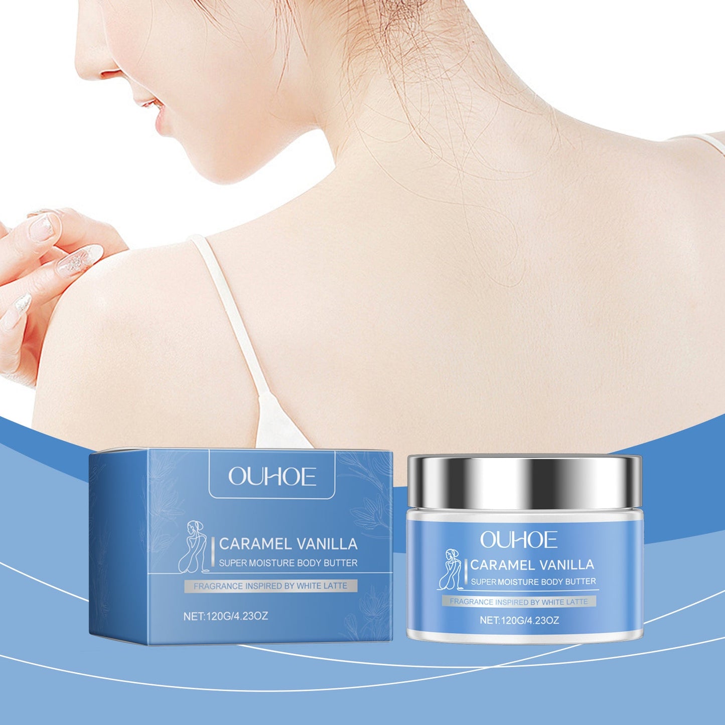 OUHOE Caramel Vanilla Moisturizing Body Lotion Gently Nourishes, Hydrates, Brighens And Moisturizes Tender Skin