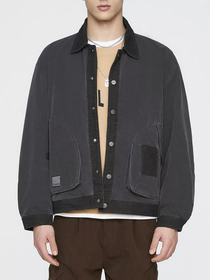 Men's Plus Size Snap Down Long Sleeve Jacket