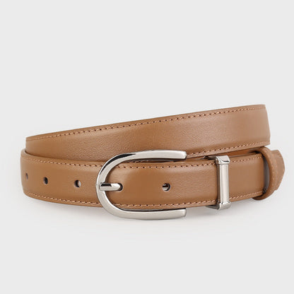 Classic Leather Belt with Silver Buckle