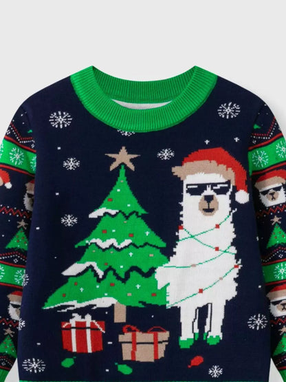 Children's Christmas Tree Round Neck Sweater