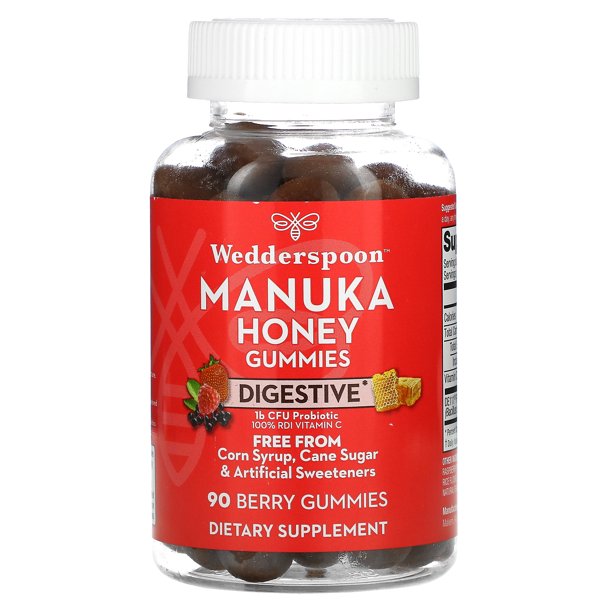 Wedderspoon Manuka Honey Digestive Gum Berry Enhanced with Probiotics (90-Count)