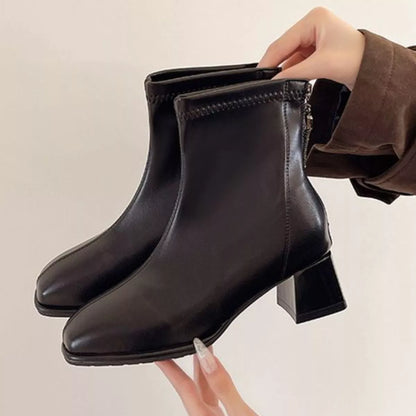 Square Toe Block Heels Boots