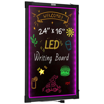 VEVOR LED Message Writing Board, Illuminated Erasable Lighted Chalkboard, Neon Effect Menu Sign Board, Drawing Board With 8 Fluorescent Chalk Markers And Remote Tested To UL Standards
