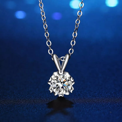 1 Carat Moissanite 925 Sterling Silver Pendant Necklace