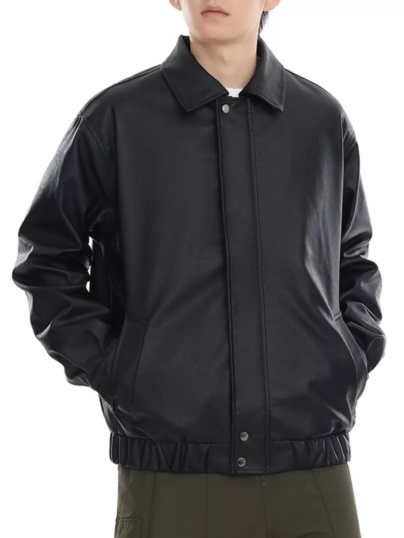 Men's Plus Size Classic Faux Leather Jacket