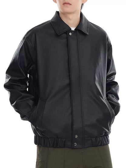 Men's Plus Size Classic Faux Leather Jacket
