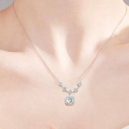 2 Carat Moissanite 925 Sterling Silver Pendant Necklace
