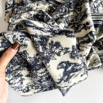 Printed Raw Hem Scarf