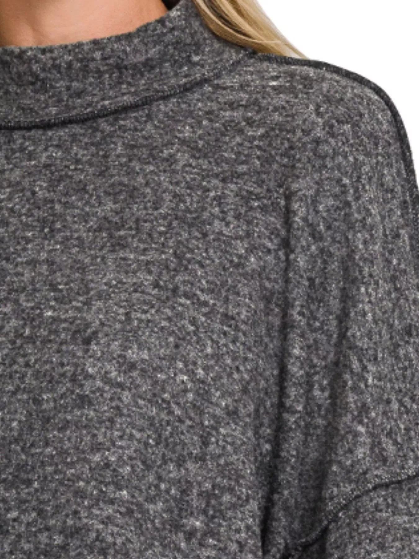 Zenana Brushed Melange Hacci Cropped Sweater