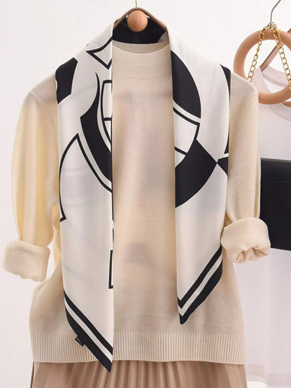 Square Flower Silk Scarf