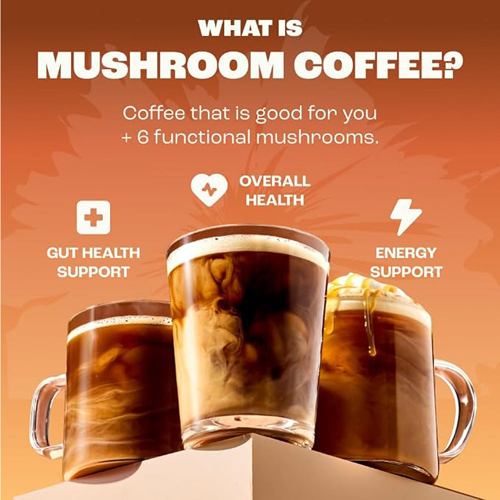 Organic Mushroom Instant Coffee, 6 Adaptogenic Mushrooms Medium Roast, 30 Servings