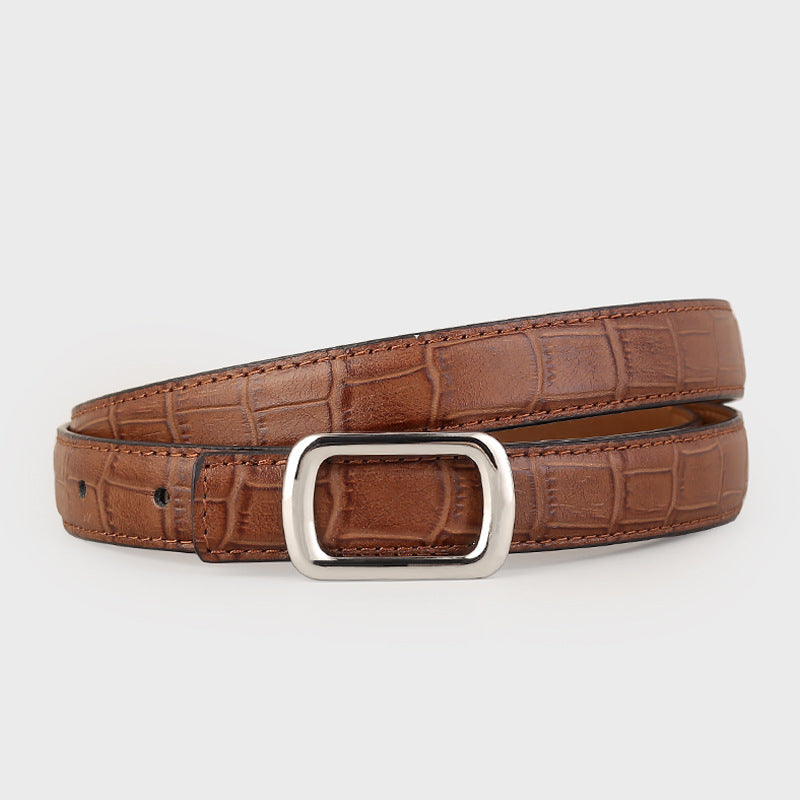 Crocodile Embossed Leather Belt