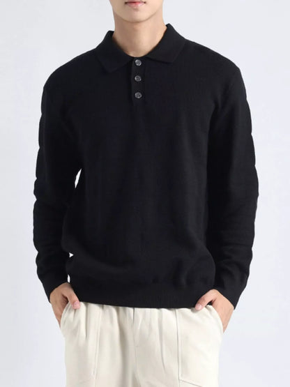 Men's Plus Size Button Detail Long Sleeve Knit Top