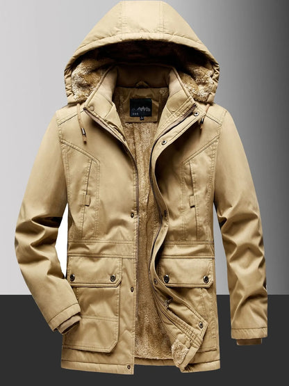 Men's Plus Size Fleece Lined Hooded Winter Coat