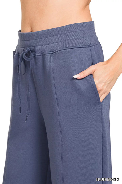 Zenana Scuba Collared Pullover & Center Seam Pants Set
