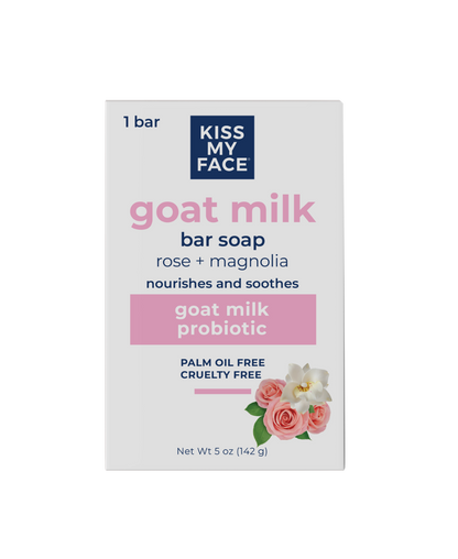 Kiss My Face Triple Milk Bar Soap, Goat Milk and Rose Magnolia, 5 Oz