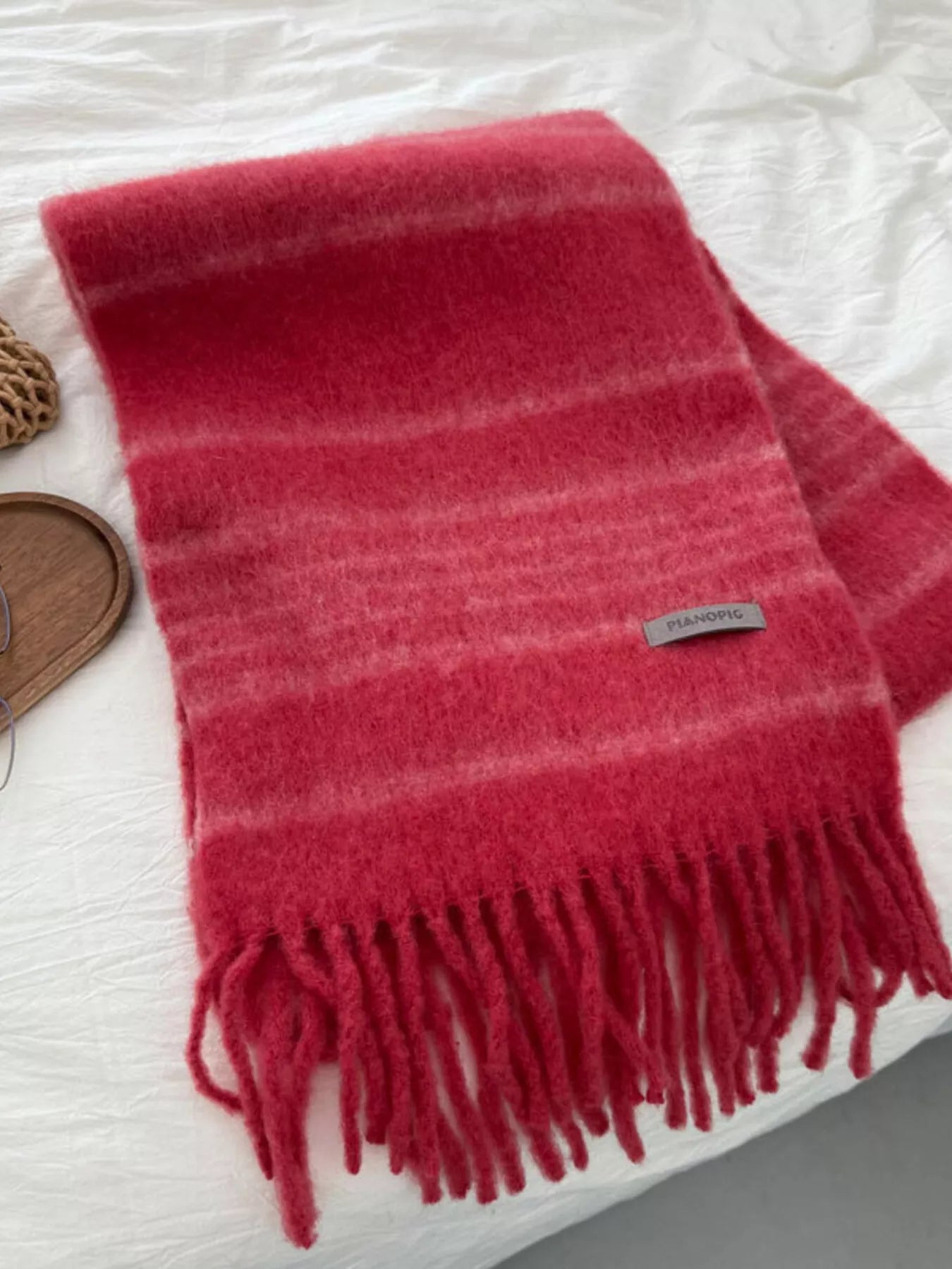 Cozy Striped Fringe Hem Scarf