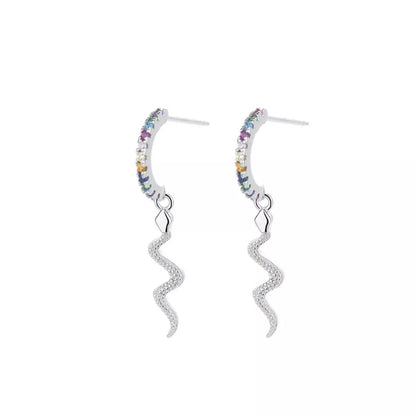 925 Sterling Silver Rainbow Zircon Geometric Earrings