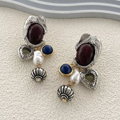 Zinc Alloy Heart Dangle Earrings