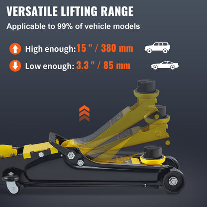VEVOR Low Profile Floor Jack 2.5 Ton Heavy Steel Single Piston HydraulicPump