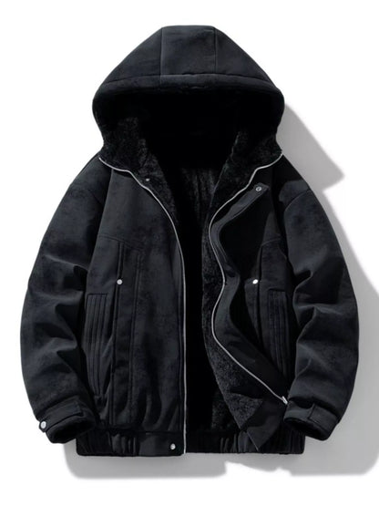 Men's Plus Size Hooded Fleece Lined Winter Jacket