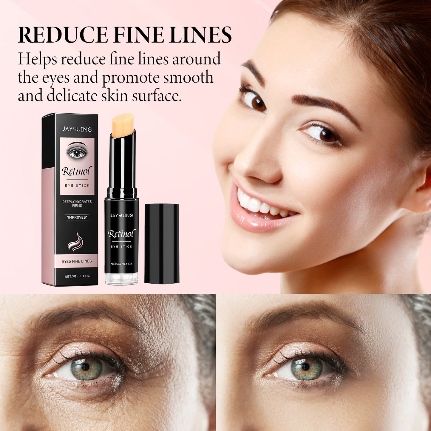 Jaysuing Retinol Eye Stick, Light Dark Circles And Fine Lines Under Eyes Firming Eye Cream Stick