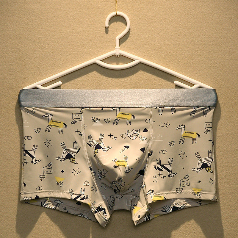 Youth Cartoon Printed Breathable Waist Boxer Shorts
