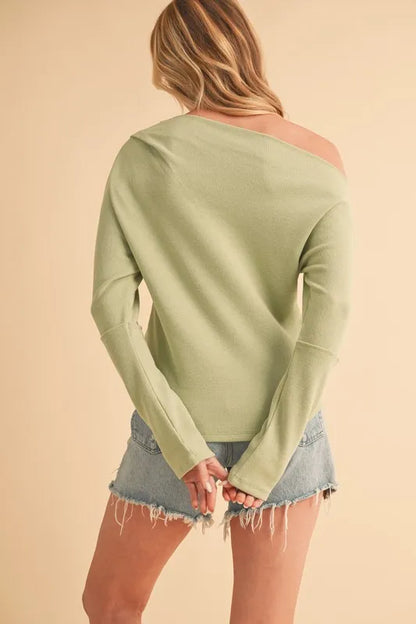 Aemi + Co One Shoulder Long Sleeve Knit Top