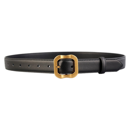 Leather Belt with Golden Buckle