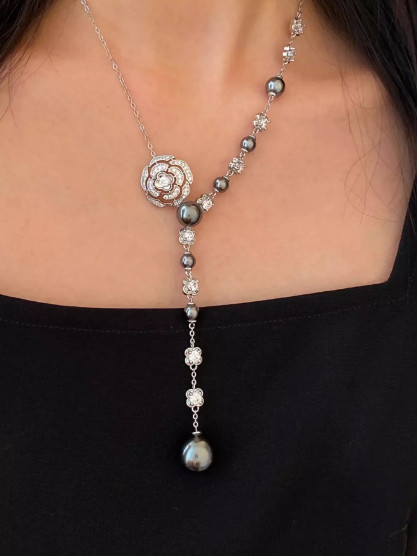 Pearl Flower Y-Necklace