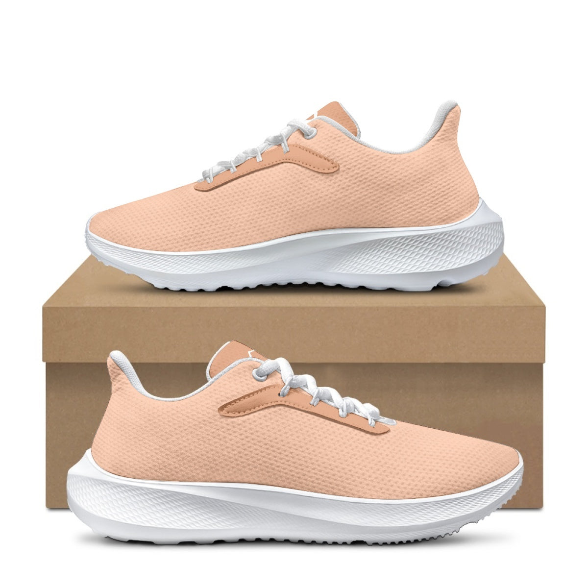 SHO-013PCH-24  Peach Coral Waving Running Shoes for Women Lightweight Mesh Knit Sneakers Comfortable Walking Shoes Breathable Athletic Shoes
