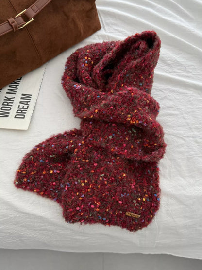 Cozy Knitted Multicolor Speckled Scarf