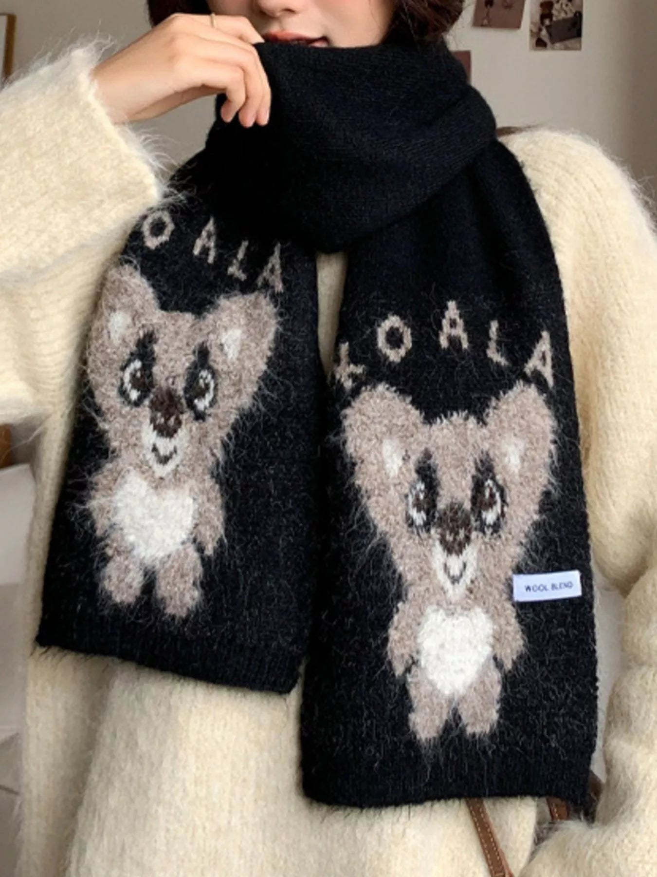 Koala Pattern Winter Scarf