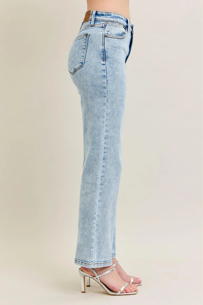 Judy Blue Full Size High Waist Stone Wash Straight Jeans Plus Size