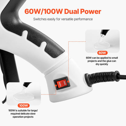 VEVOR Hot Glue Gun, Dual Power, Mini Hot Glue Gun With 20 Premium Glue Sticks And Oxford Cloth Bag, Fast Preheating & High Temp Melt Glue Gun For Crafts, Arts, DIY, Quick Home Repairs, White