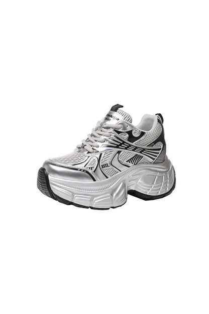 Lace Up Round Toe Platform Sneakers