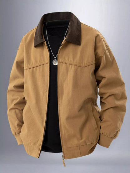 Men's Plus Size Zip Up Long Sleeve Jacket