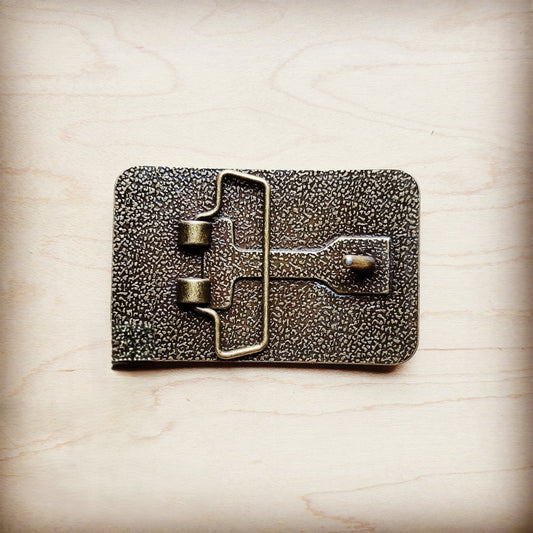 **Rectangle Leather Belt Buckle Mixed Metallic Hair-on-Hide 904q