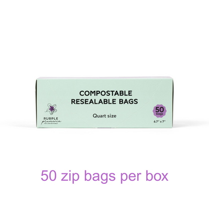 Compostable Resealable Bags. Eco-Friendly & Durable. Snack, Sandwich, Quart & Gallon Sizes