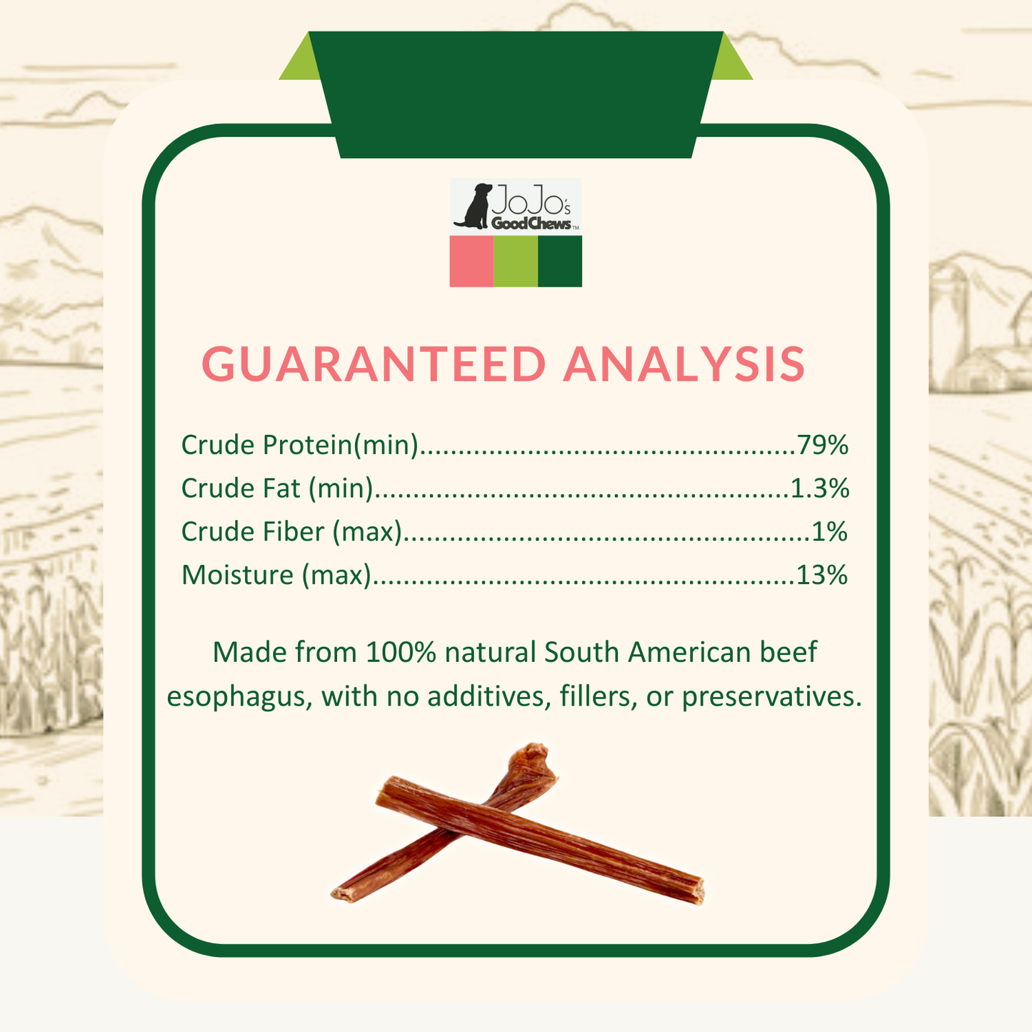 All-Natural Beef Gullet Stick Dog Treats – Delicious & Nutritious, Healthy Chews – 6 Inches (10-Pack)