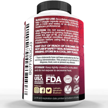 Nutrivein Premium Tart Cherry Capsules 3000mg - 90 Capsules