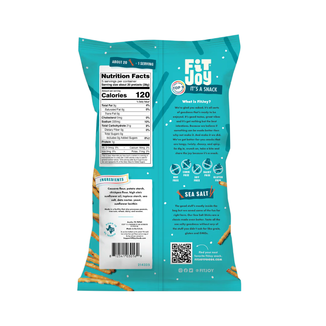 Fitjoy - Grain Free Pretzels Sea Salt - Case Of 12 - 5 oz