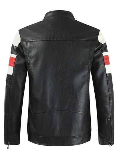 Men's Plus Size Contrast Zip Up Long Sleeve Jacket