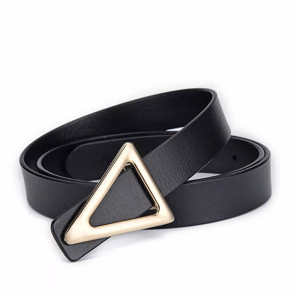 Triangle Buckle Leather Skinny Belt